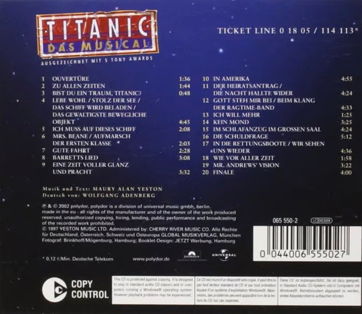 [CD] TITANIC - Musical - Original Hamburg Cast 2002