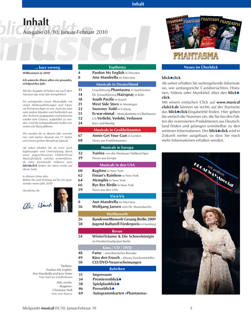Blickpunkt Musical 01-2010 - Ausgabe 44